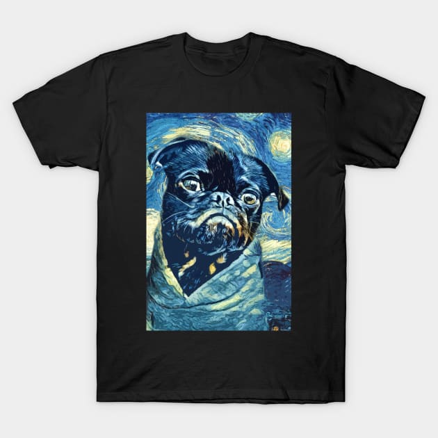 Pugs Van Gogh ✪ Starry Night Abstract Painting Art Style for PUG Lovers and owners T-Shirt by Naumovski